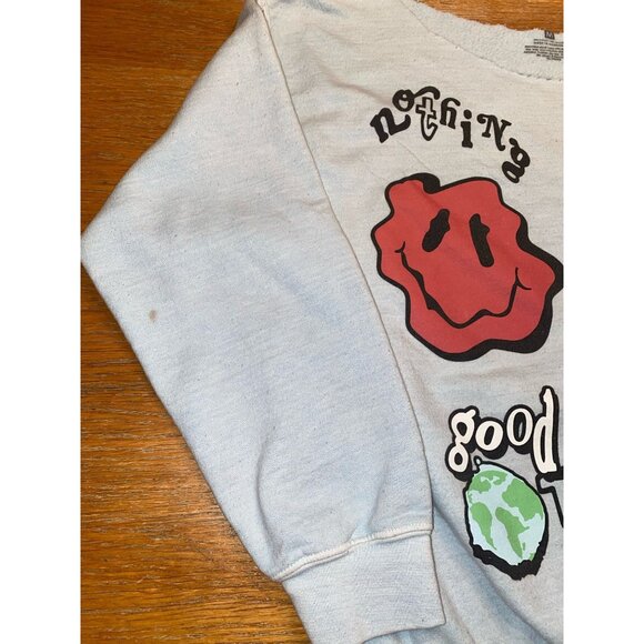Vintage Smiley Graphic Sweatshirt - Size M - Nothing But Good Times Design - Picture 2 of 4